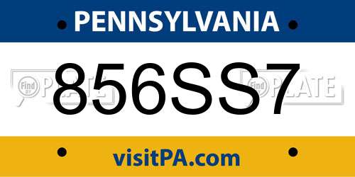 856SS7 Pennsylvania License Plate