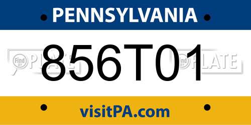 856T01 Pennsylvania License Plate