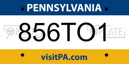 856TO1 Pennsylvania License Plate