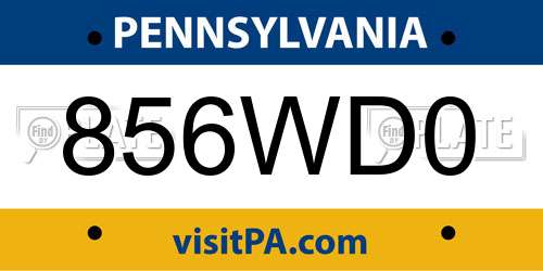 856WD0 Pennsylvania License Plate