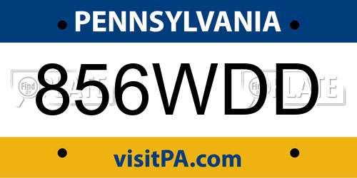 856WDD Pennsylvania License Plate