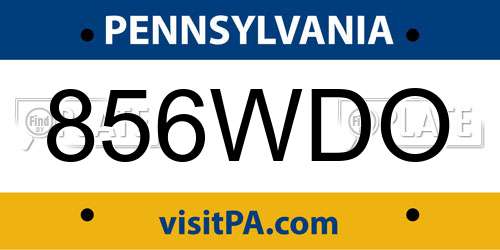 856WDO Pennsylvania License Plate