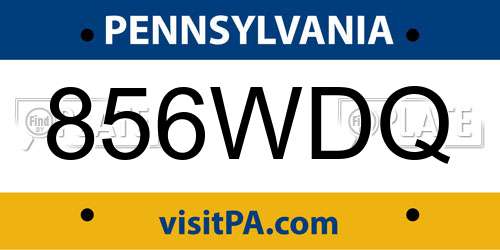 856WDQ Pennsylvania License Plate