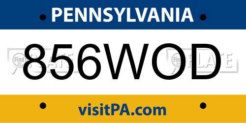 856WOD Pennsylvania License Plate