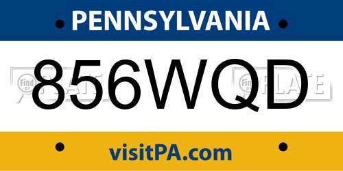 856WQD Pennsylvania License Plate