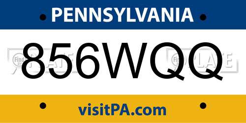 856WQQ Pennsylvania License Plate