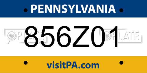 856Z01 Pennsylvania License Plate