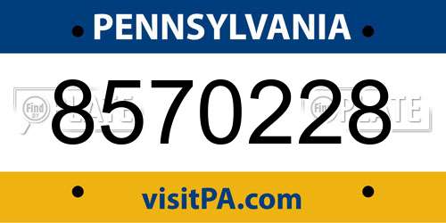 8570228 Pennsylvania License Plate