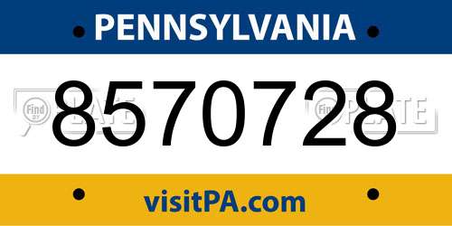 8570728 Pennsylvania License Plate