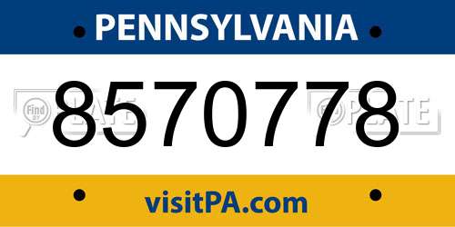 8570778 Pennsylvania License Plate