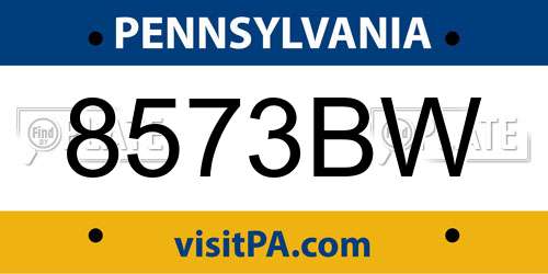 8573BW Pennsylvania License Plate