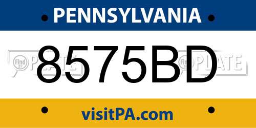 8575BD Pennsylvania License Plate