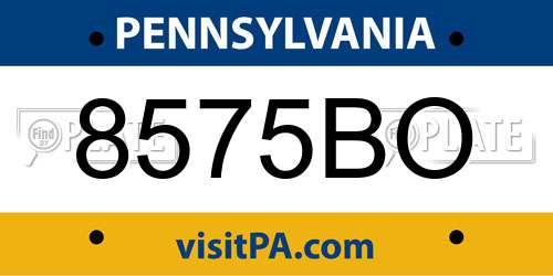 8575BO Pennsylvania License Plate