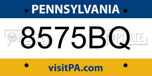 8575BQ Pennsylvania License Plate