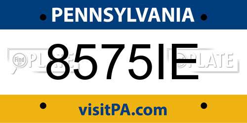 8575IE Pennsylvania License Plate