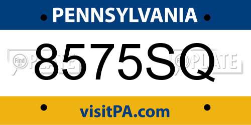 8575SQ Pennsylvania License Plate