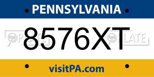 8576XT Pennsylvania License Plate