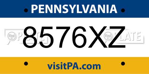 8576XZ Pennsylvania License Plate