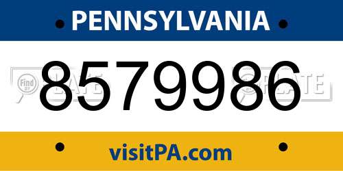 8579986 Pennsylvania License Plate