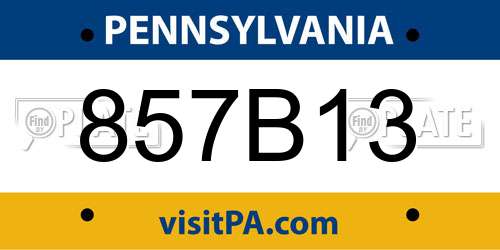 857B13 Pennsylvania License Plate