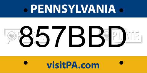 857BBD Pennsylvania License Plate