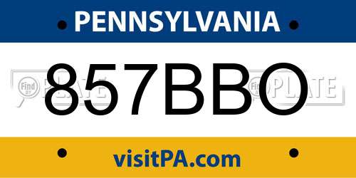 857BBO Pennsylvania License Plate