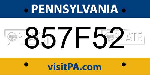857F52 Pennsylvania License Plate