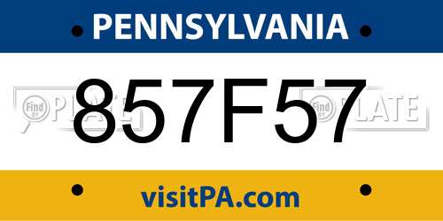 857F57 Pennsylvania License Plate