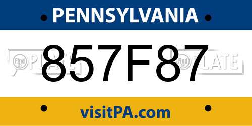 857F87 Pennsylvania License Plate