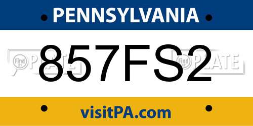 857FS2 Pennsylvania License Plate