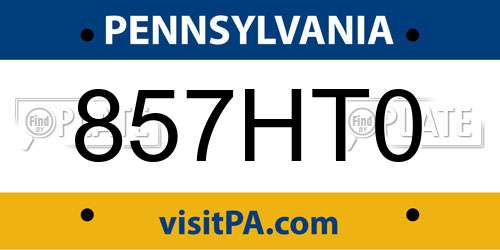 857HT0 Pennsylvania License Plate