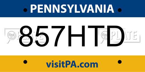 857HTD Pennsylvania License Plate