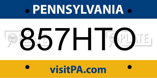 857HTO Pennsylvania License Plate