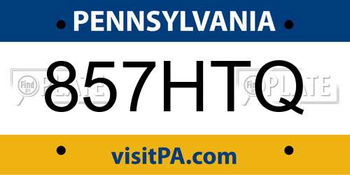 857HTQ Pennsylvania License Plate