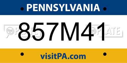 857M41 Pennsylvania License Plate