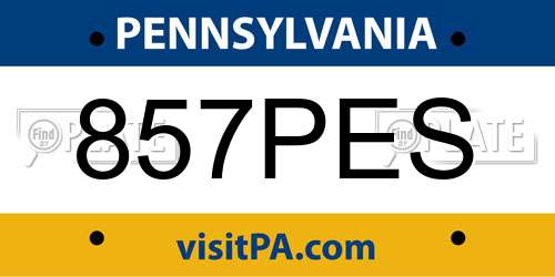 857PES Pennsylvania License Plate