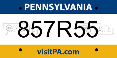 857R55 Pennsylvania License Plate