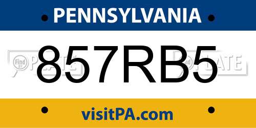 857RB5 Pennsylvania License Plate