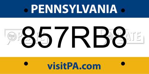 857RB8 Pennsylvania License Plate