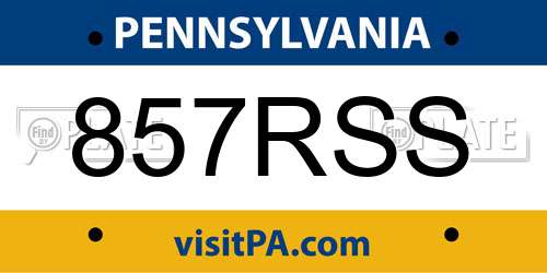 857RSS Pennsylvania License Plate