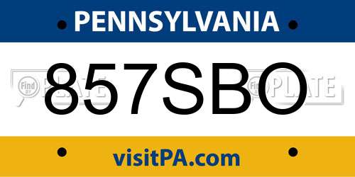 857SBO Pennsylvania License Plate