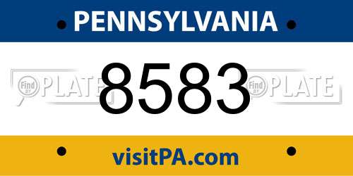 8583 Pennsylvania License Plate