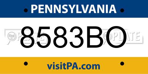8583BO Pennsylvania License Plate