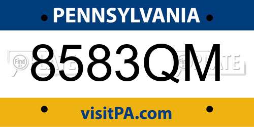 8583QM Pennsylvania License Plate