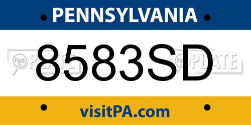 8583SD Pennsylvania License Plate