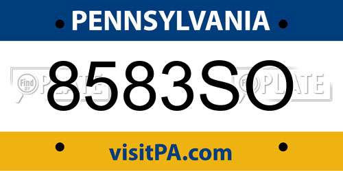 8583SO Pennsylvania License Plate