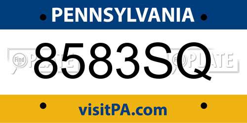 8583SQ Pennsylvania License Plate