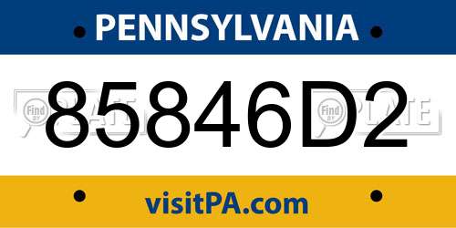 85846D2 Pennsylvania License Plate