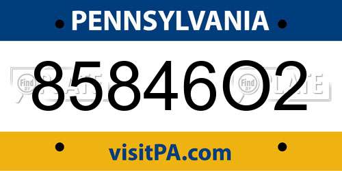 85846O2 Pennsylvania License Plate