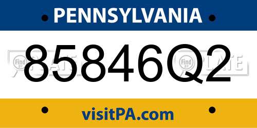 85846Q2 Pennsylvania License Plate